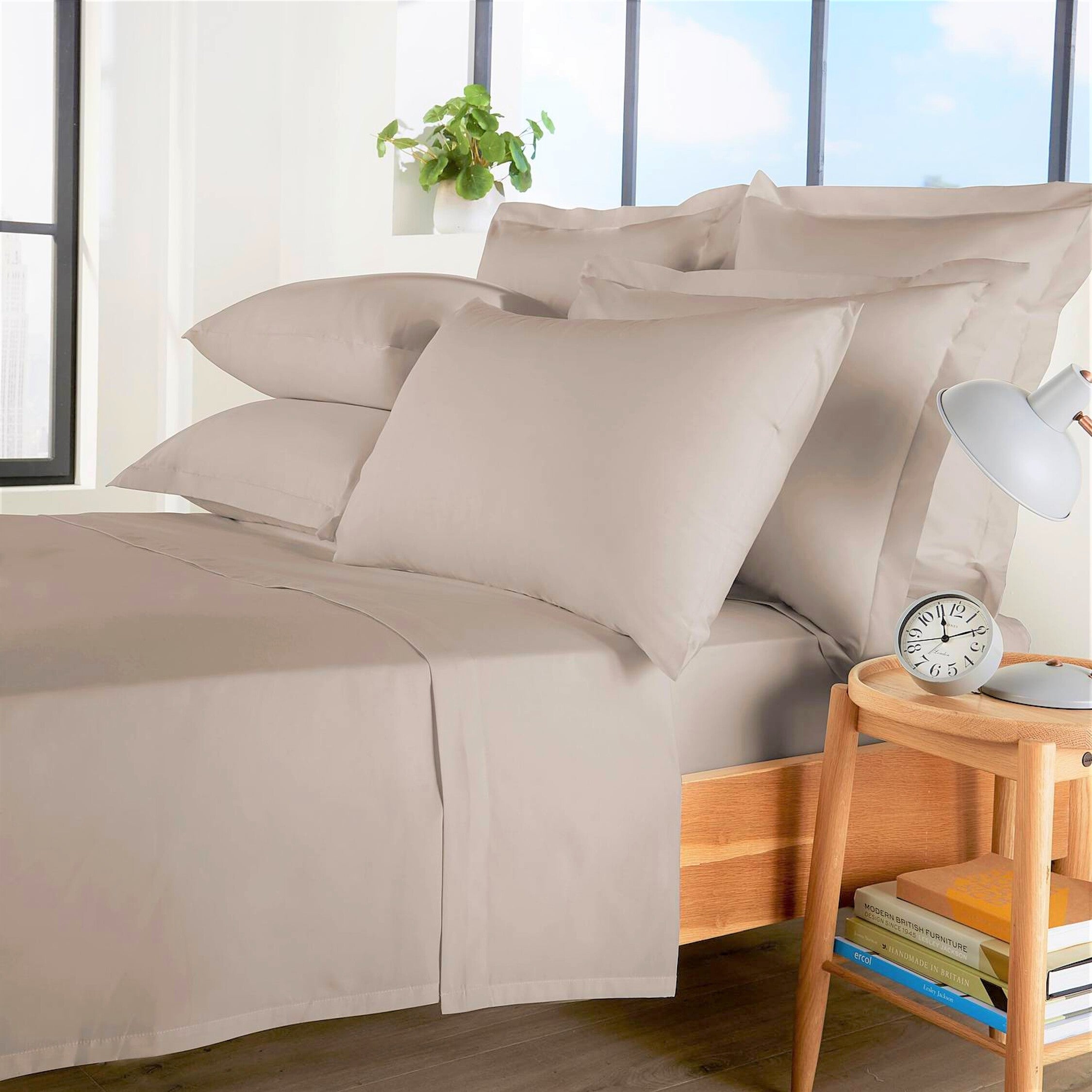 H&B Egyptian Cotton Sateen 1" Stripe Duvet Cover Set Home and beyond