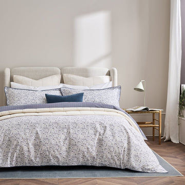 Christy Ditsy Gingham Slate Blue - Duvet Cover Set Christy England