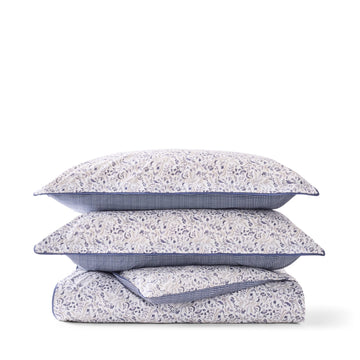 Christy Ditsy Gingham Slate Blue - Duvet Cover Set Christy England