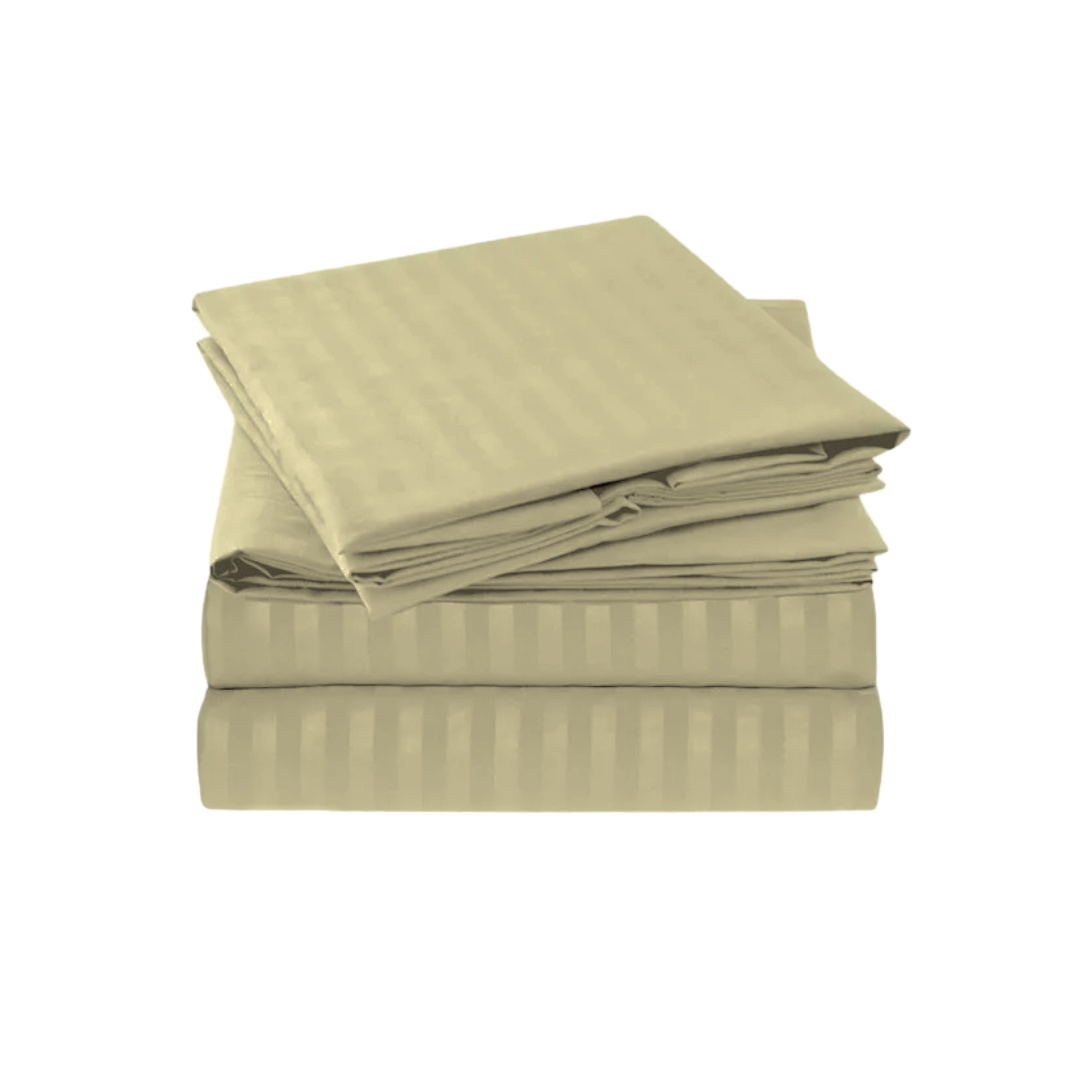 H&B Egyptian Cotton Sateen 1" Stripe Duvet Cover Set