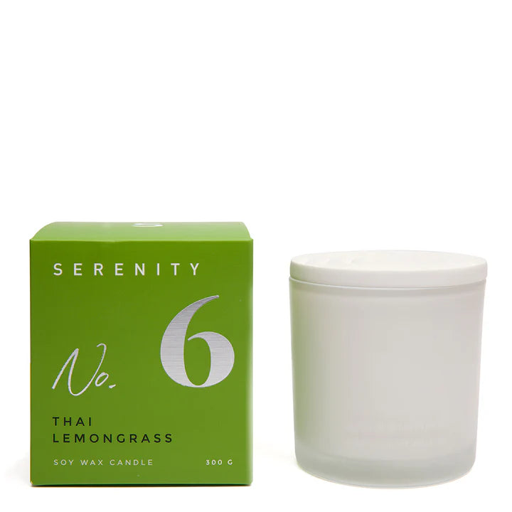Serenity Core Glass Jar Candle - Thai Lemongrass (10oz ) Home and beyond