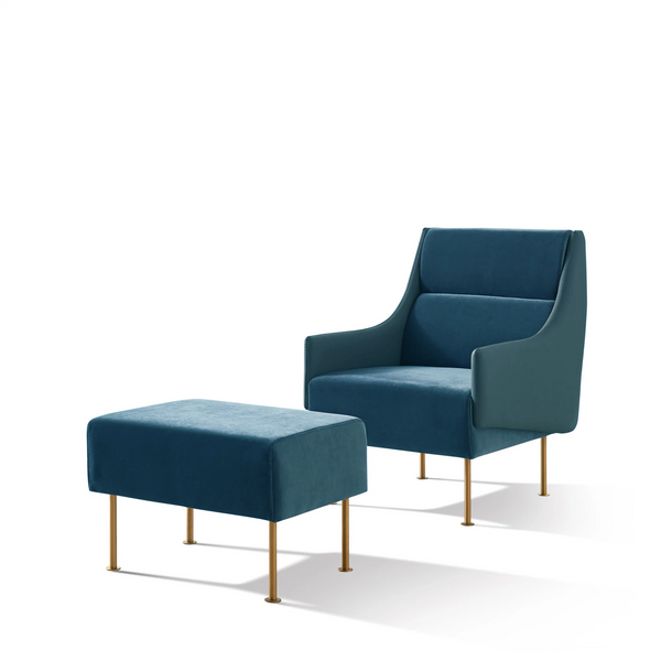 Zoe Chair with Ottoman Blue – Home and Beyond