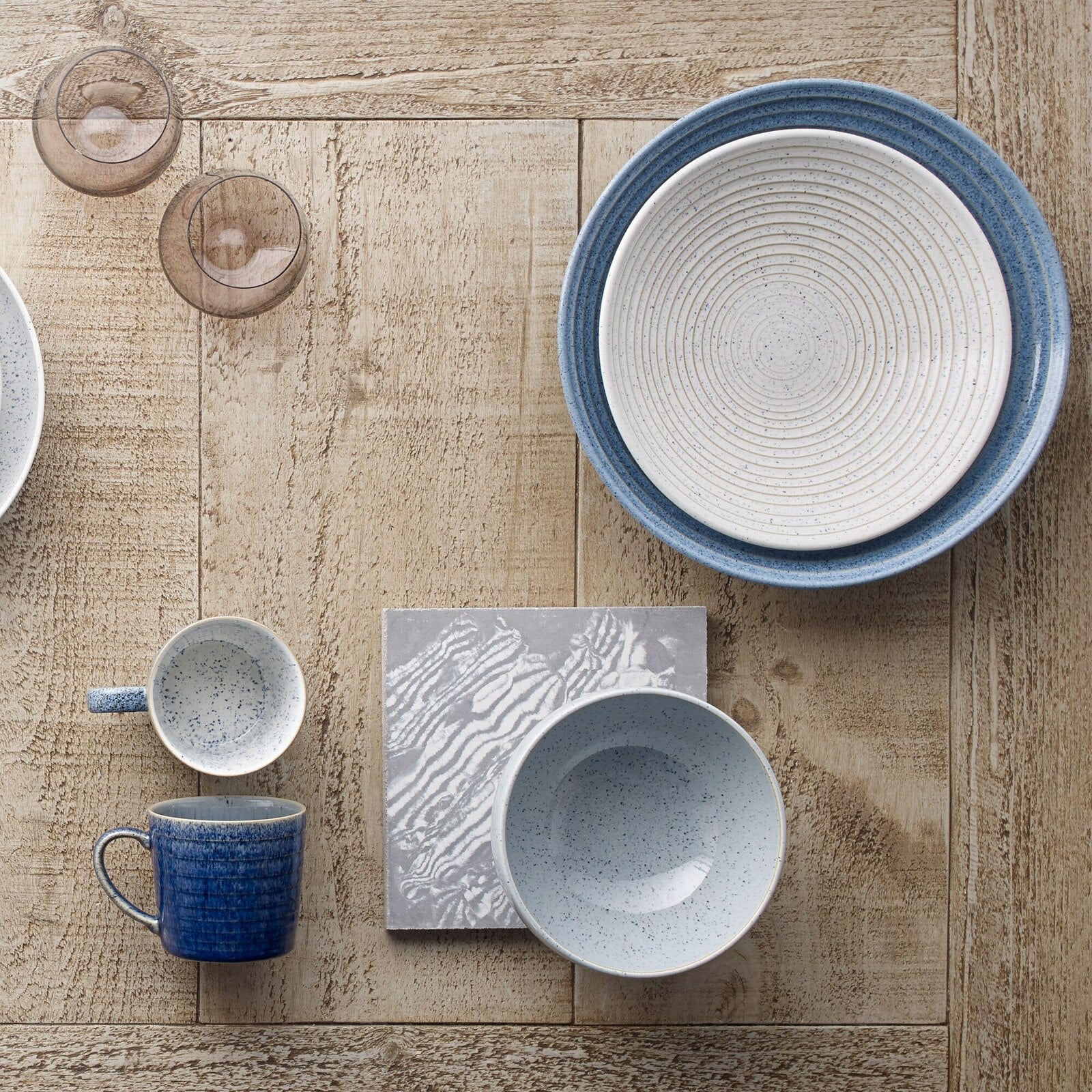 Studio Blue Chalk Medium Ridged Bowl Denby