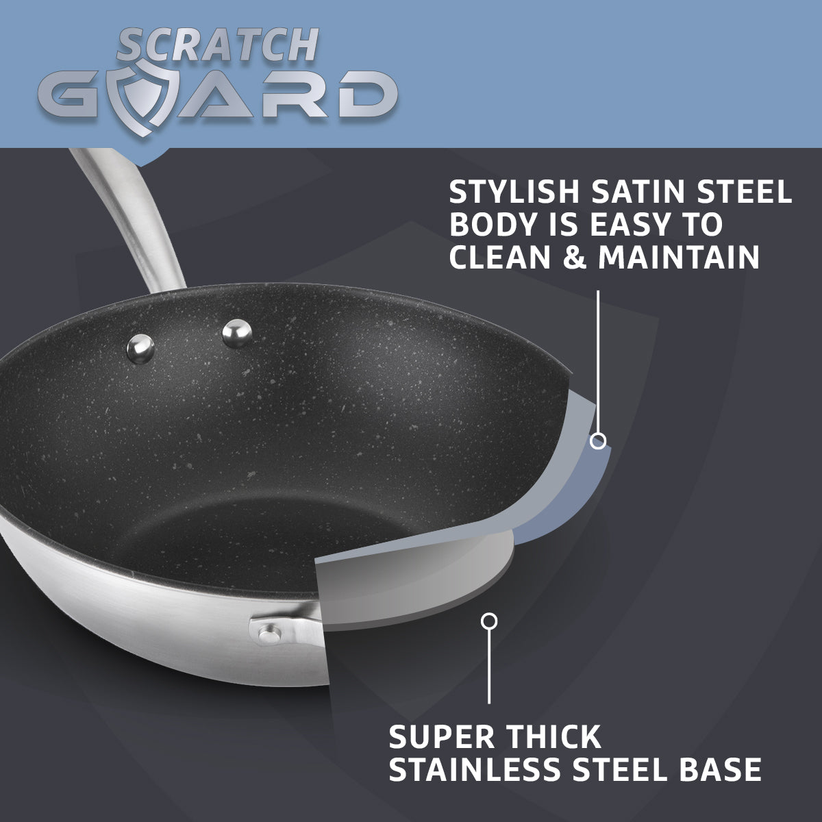 Prestige Scratch Guard Stainless Steel Stirfry, 29cm Home and beyond