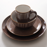 H&B 24 PC STONEWARE DINNER SET ARTISAN BROWN Home & Beyond