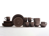 H&B 24 PC STONEWARE DINNER SET ARTISAN BROWN Home & Beyond