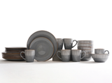 H&B 24 PC STONEWARE DINNER SET ARTISAN GREY Home & Beyond