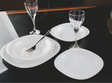 H&B 18PC OPAL DINNERWARE SET SQUARE WHITE Home & Beyond