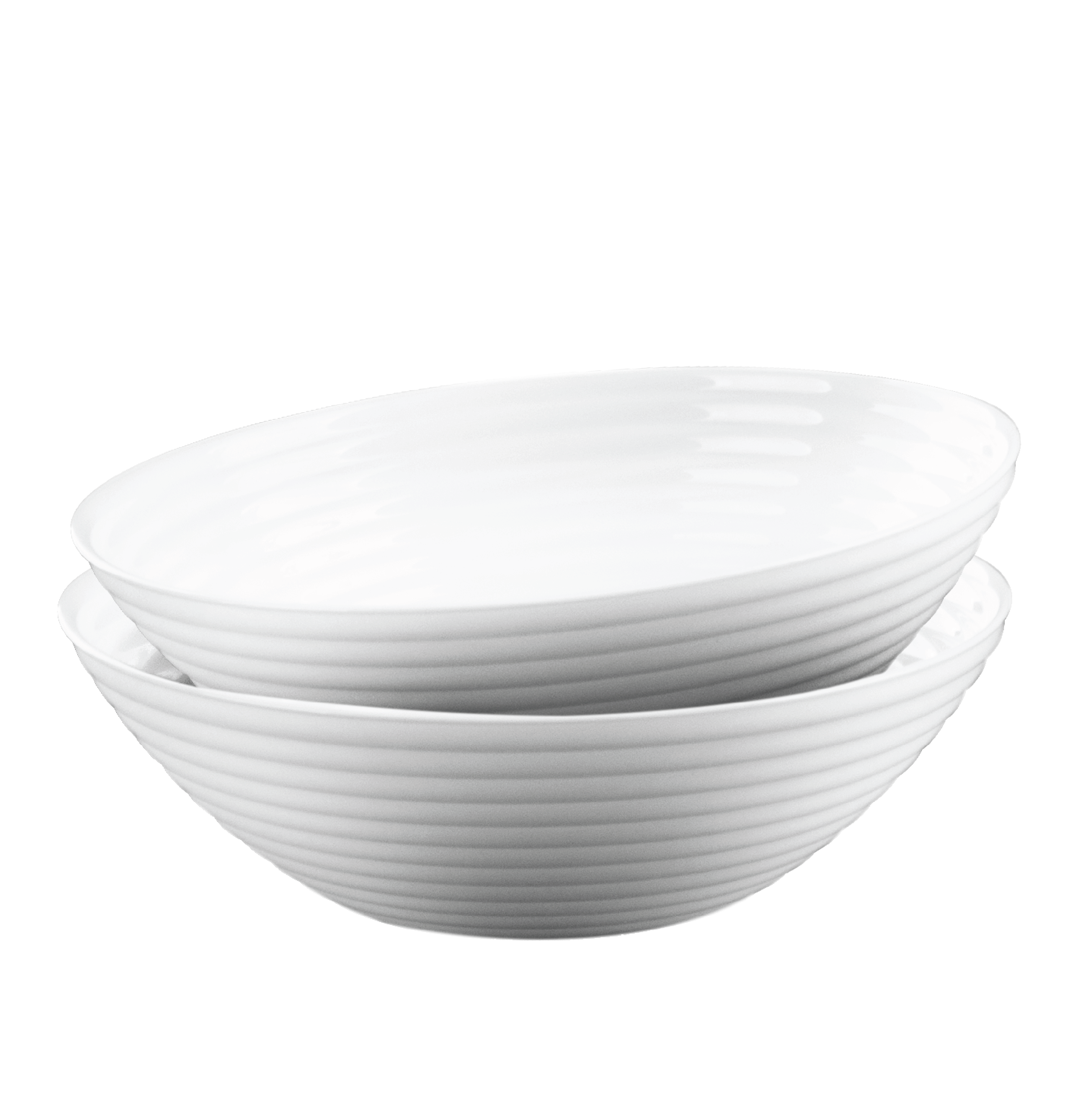 H&B 4PC OPAL SERVING BOWL SET RIBBED WHITE Home & Beyond