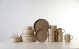 H&B 24 PC STONEWARE DINNER SET SANDSTONE BROWN