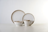 H&B 24 PC STONEWARE DINNER SET PEARL SEASHELL