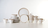 H&B 24 PC STONEWARE DINNER SET PEARL SEASHELL
