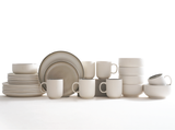 H&B 24 PC STONEWARE DINNER SET RIBBED WHITE Home & Beyond