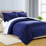 H&B Egyptian Cotton Sateen 1" Stripe Duvet Cover Set