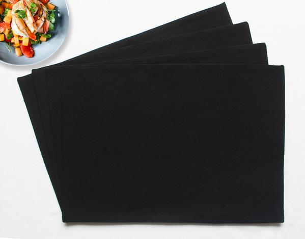 PLACEMATS 4PCS SET SOLID BLACK Home and beyond