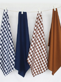 KITCHEN TOWEL 4PCS SET GINGHAM BROWN AND BLUE Home and beyond