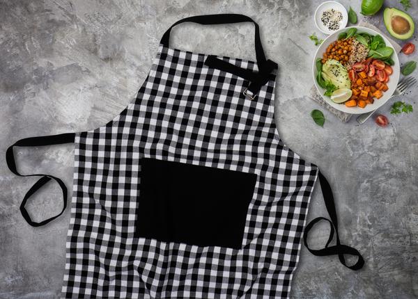 COOKING APRON GINGHAM CHECK WITH SOLID Home and beyond