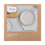 Elements Fossil Grey 4 Piece Dinner Plate set Denby