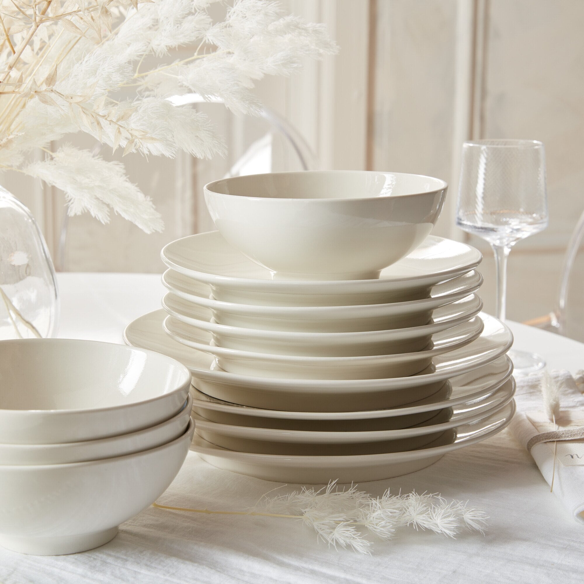 Porcelain White 12 piece Tableware Set Denby