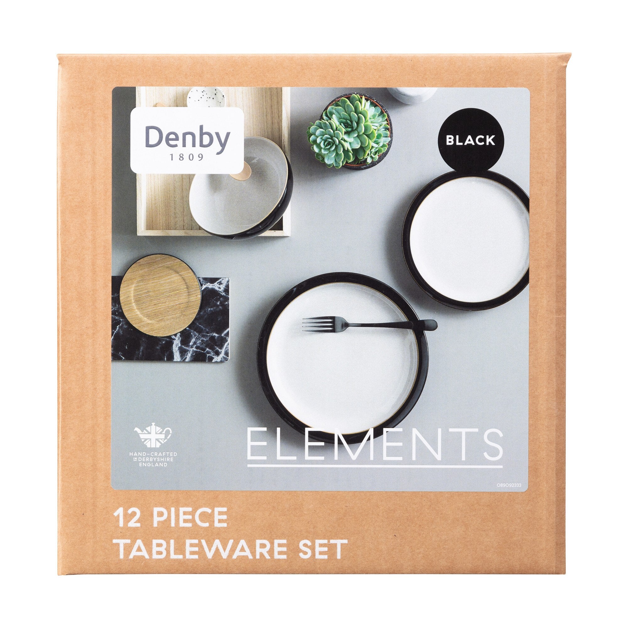 Elements Black 12 Piece Tableware Set Denby